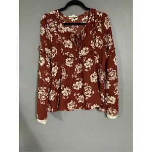 Nikki & Erin Long Bell Sleeve Floral Top Size Large